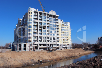 construction of multistorey modern house