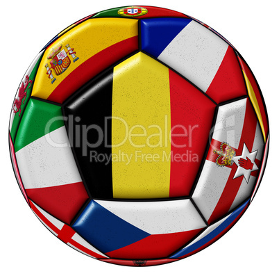 Soccer ball with flag of Belgium in the center