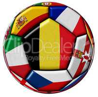 Soccer ball with flag of Belgium in the center
