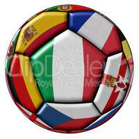 Soccer ball with flag of Italy in the center
