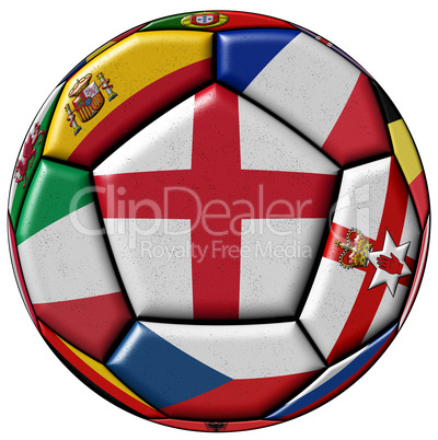 Soccer ball with flag of England in the center