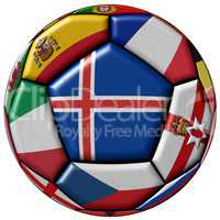 Soccer ball flag of Iceland in the center