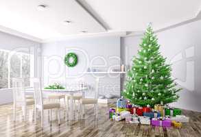 Christmas interior of living room 3d rendering