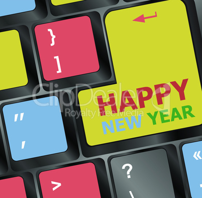 Computer Keyboard with Happy New Year Key vector illustration