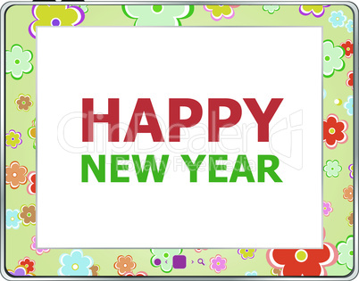 Smart phone with Vector Happy New Year greetings on the screen, Vector holiday card