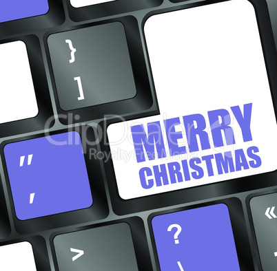 Computer Keyboard with Merry Christmas Key vector illustration