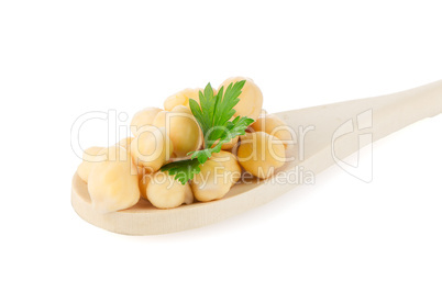 chickpeas over spoon