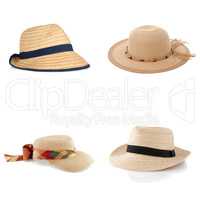 Set of four straw hats