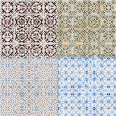 Set of four ceramic tiles patterns
