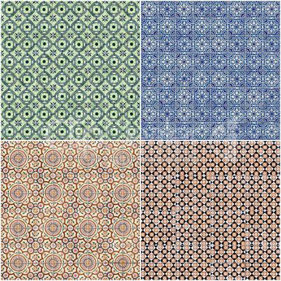 Set of four ceramic tiles patterns