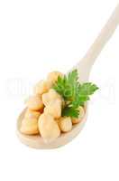 chickpeas over spoon