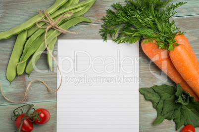 White paper and vegetables