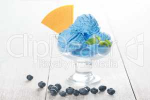 Blueberry ice cream in cup