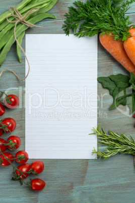 White paper and vegetables