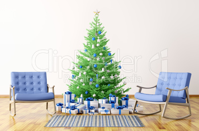 Christmas interior 3d rendering