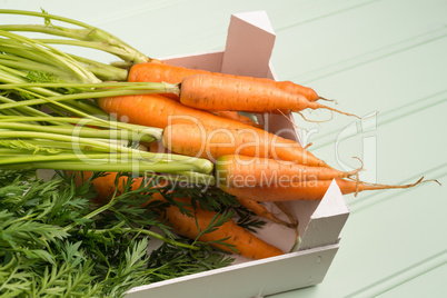 Carrots on wooden table