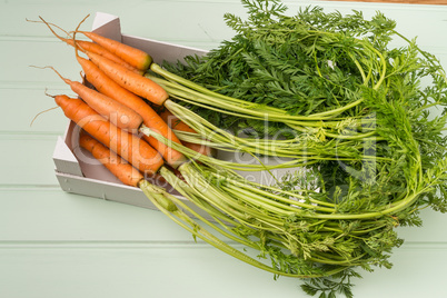 Carrots on wooden table