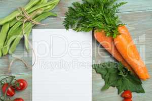 White paper and vegetables