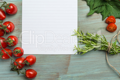 White paper and vegetables