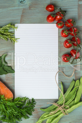 White paper and vegetables