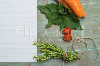 White paper and vegetables