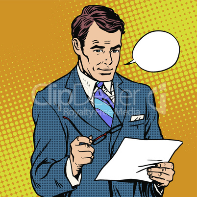 businessman reading a document