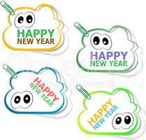 happy new year stickers. creative concept vector background for Web and Mobile Applications, Illustration template design, holiday infographic, page