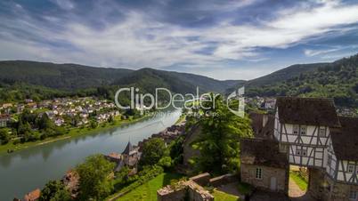 Timelapse of beautiful view over river Neckar in Heidelberg