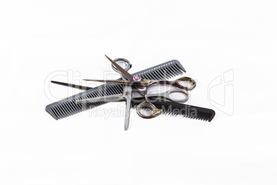 hairdressing scissors and combs