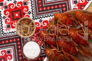 Crayfish cooked for serving