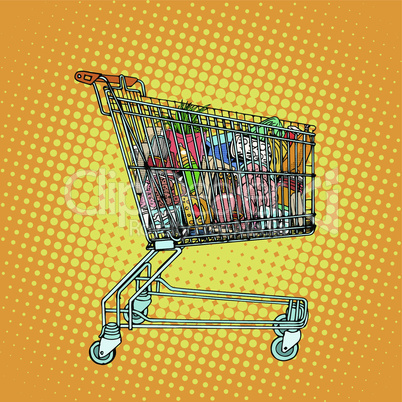 Grocery cart with food