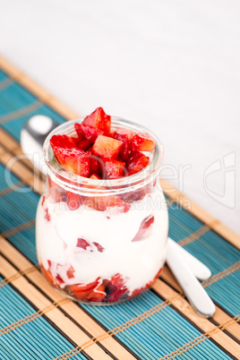 Strawberries desert with cream