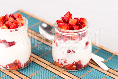 Strawberries desert with cream