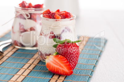 Strawberries desert with cream