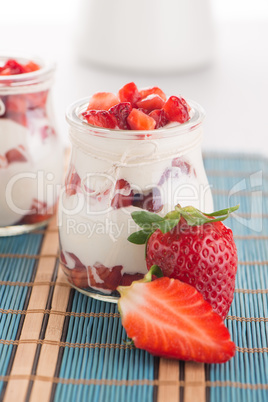 Strawberries desert with cream