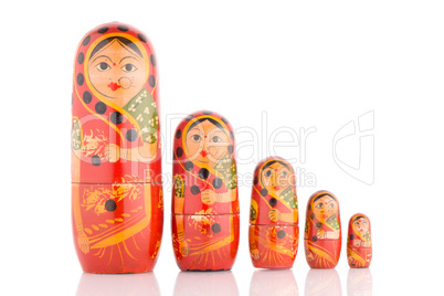 Five red Babushka