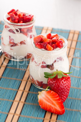 Strawberries desert with cream