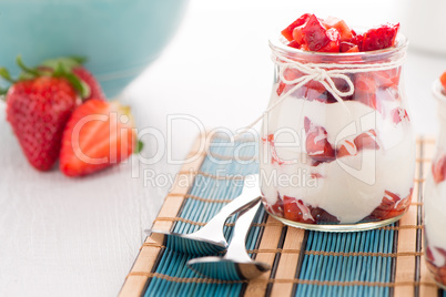 Strawberries desert with cream