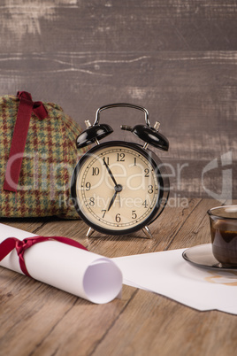 Wrapped paper sheets and magnifying glass