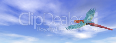 Scarlet macaw, parrot, flying - 3D render