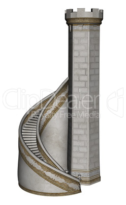 Castle tower and stairs - 3D render
