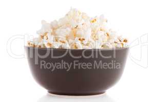 Popcorn in a brown bowl