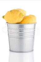 Bucket with lemons