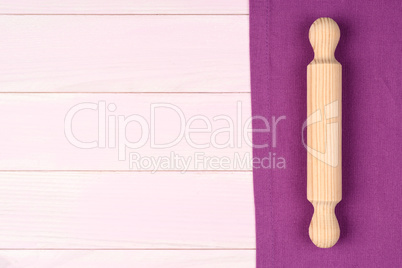 Kitchenware on purple towel