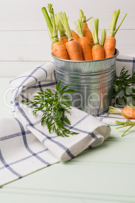 Carrots on wooden table