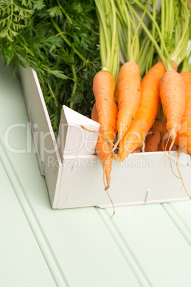 Carrots on wooden table