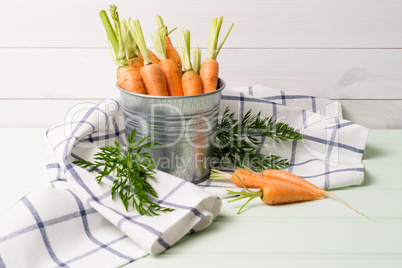 Carrots on wooden table