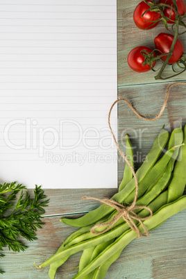 White paper and vegetables