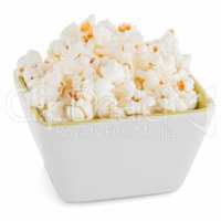 Popcorn in a white bowl