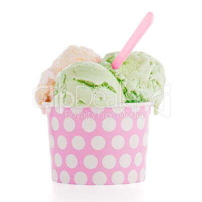 Ice cream scoop in paper cup